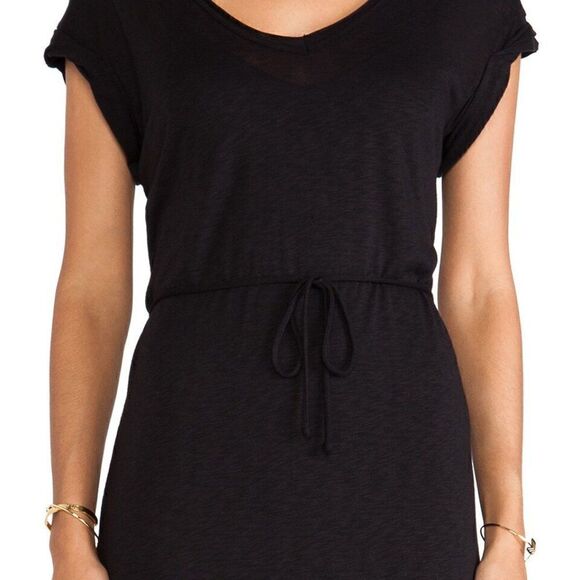 SPLENDID black maxi dress cap sleeve belt tie x small - Picture 4 of 12